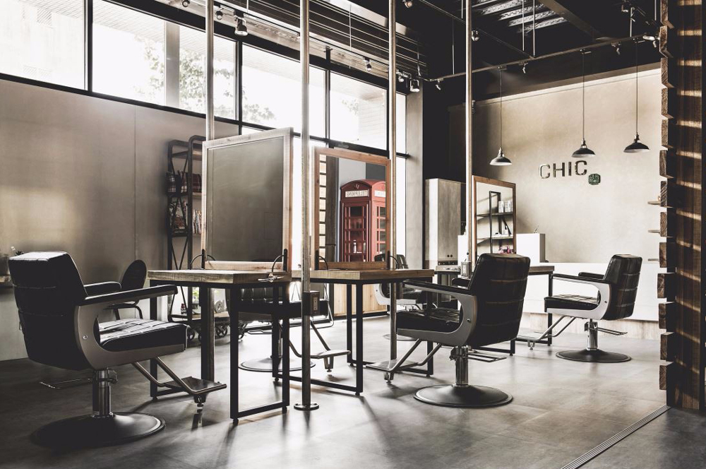 理發店灰色墻面裝修效果圖