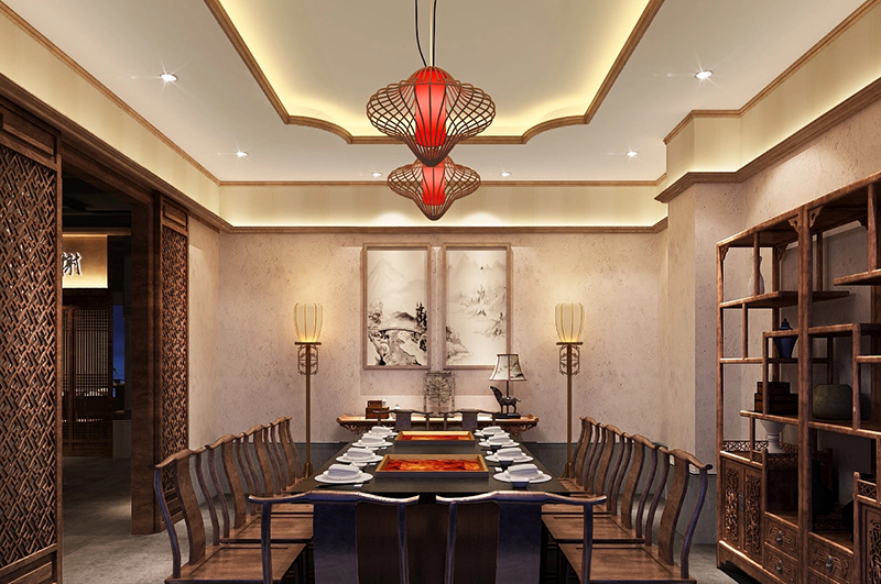 網紅特色火鍋店裝修設計效果圖