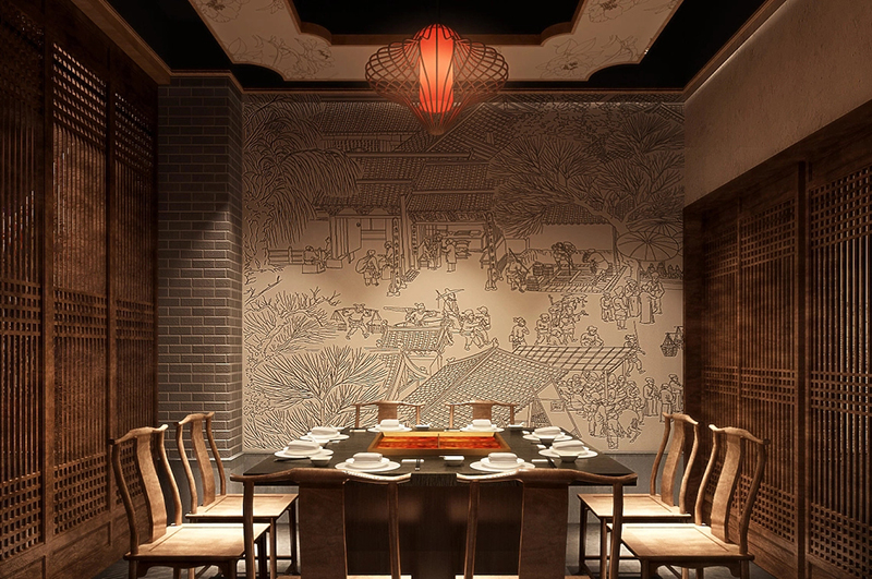 網紅特色火鍋店裝修設計效果圖