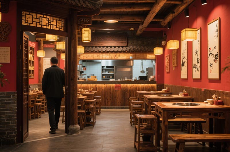以紅色作為火鍋店的經典主色調裝修效果圖