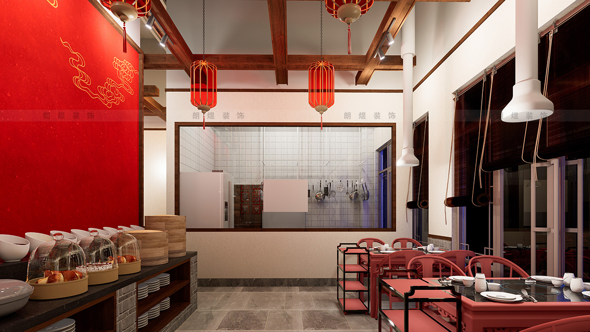 400平中國風火鍋店裝修效果圖