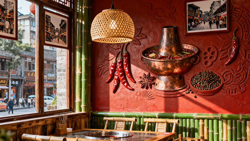 川渝文化火鍋店裝修效果圖